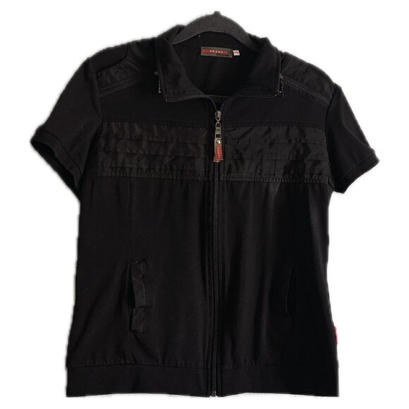 VTG 90s Zip Up Jersey Polo with Zipper Accents - Picture 2 of 3